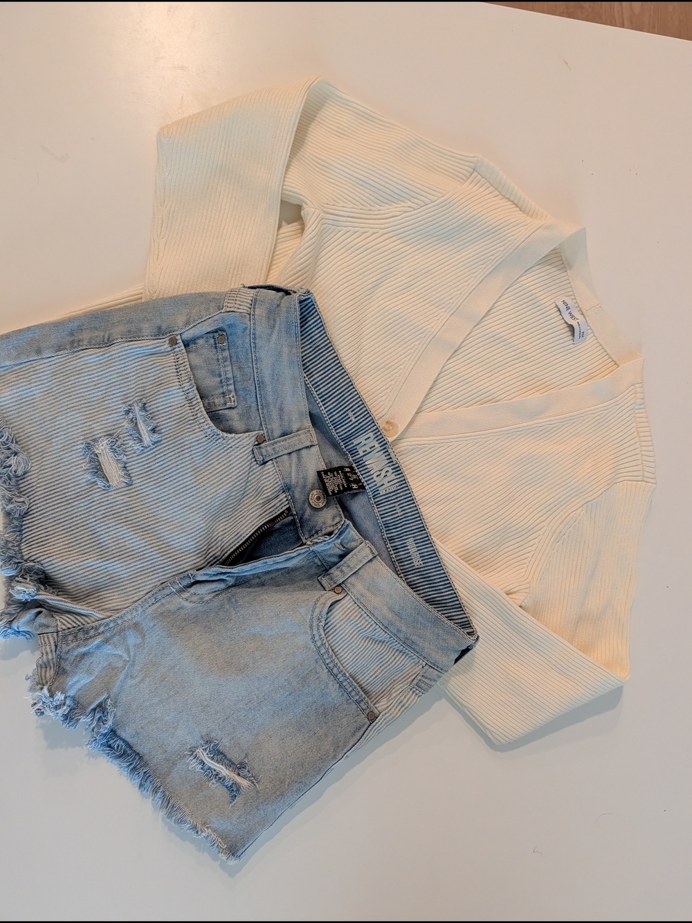 Rewash Light Blue Distressed Denim Shorts